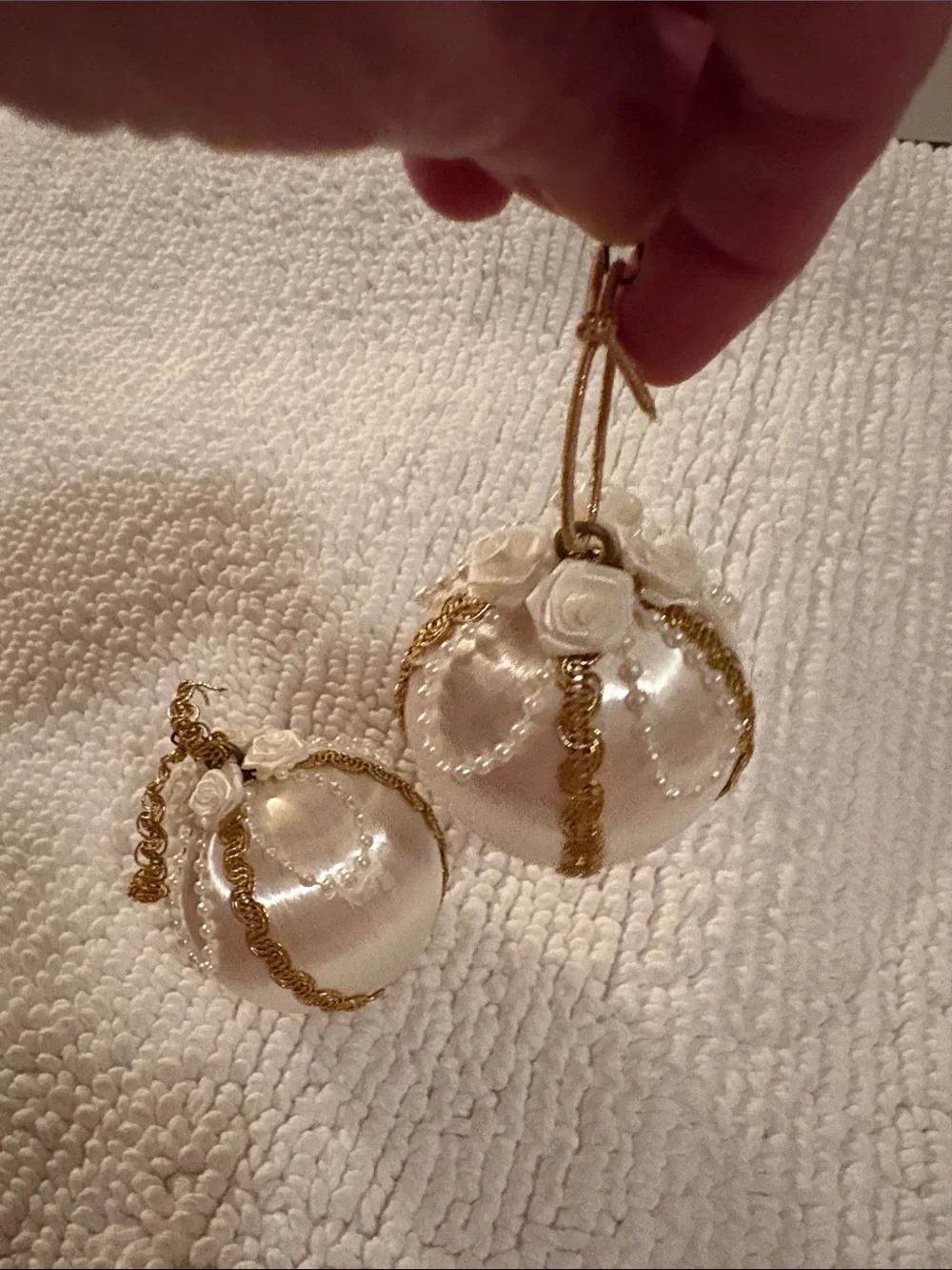 4 Handcrafted Satin Holiday Ornaments